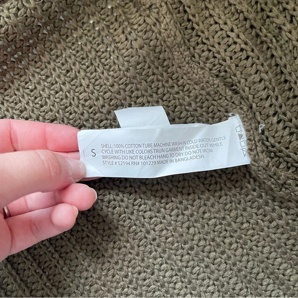 Ashley International 100% Cotton Olive Green Tight Knit Cardigan Small Women’s - Picture 9 of 10